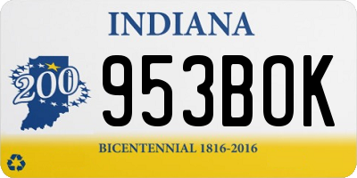 IN license plate 953BOK