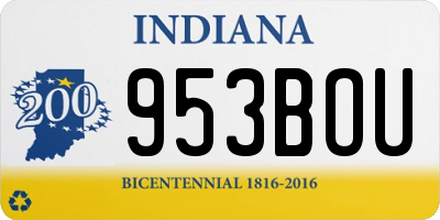 IN license plate 953BOU