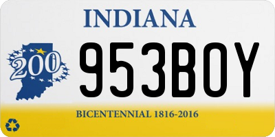 IN license plate 953BOY