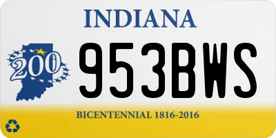 IN license plate 953BWS
