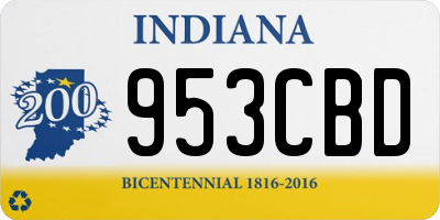 IN license plate 953CBD