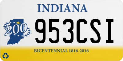 IN license plate 953CSI