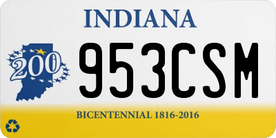 IN license plate 953CSM