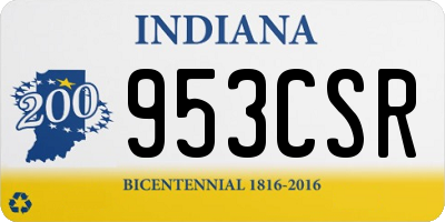 IN license plate 953CSR