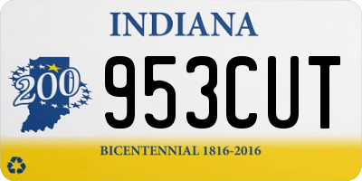 IN license plate 953CUT