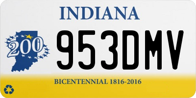 IN license plate 953DMV