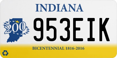 IN license plate 953EIK