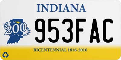 IN license plate 953FAC
