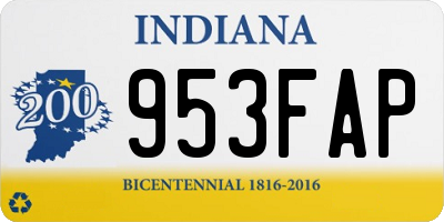 IN license plate 953FAP