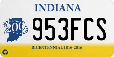 IN license plate 953FCS