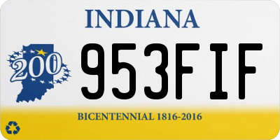 IN license plate 953FIF