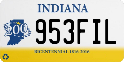 IN license plate 953FIL