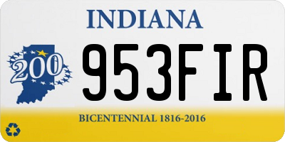 IN license plate 953FIR