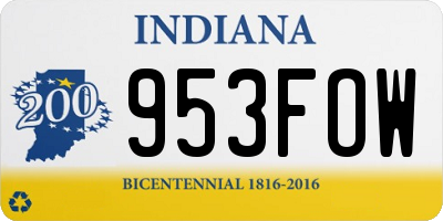 IN license plate 953FOW