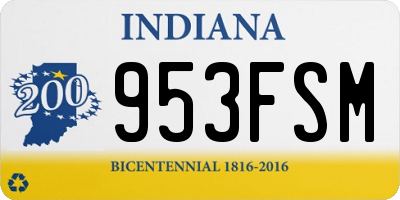 IN license plate 953FSM