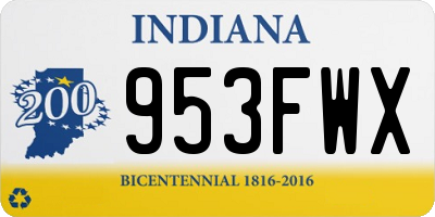 IN license plate 953FWX