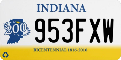 IN license plate 953FXW
