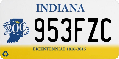 IN license plate 953FZC