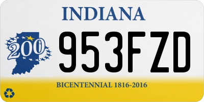 IN license plate 953FZD