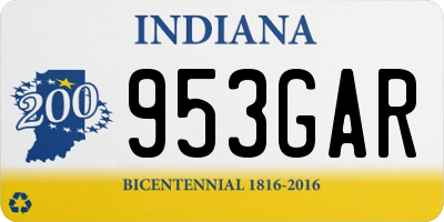 IN license plate 953GAR