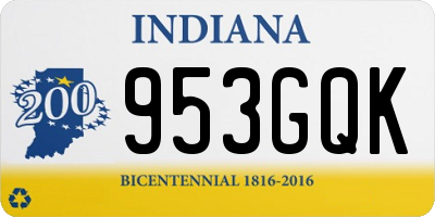 IN license plate 953GQK