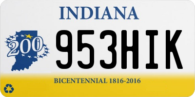 IN license plate 953HIK