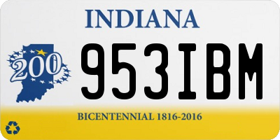 IN license plate 953IBM