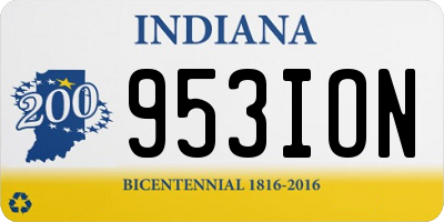 IN license plate 953ION