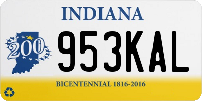 IN license plate 953KAL