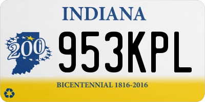 IN license plate 953KPL