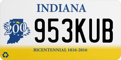 IN license plate 953KUB
