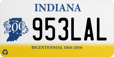 IN license plate 953LAL