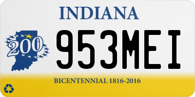 IN license plate 953MEI