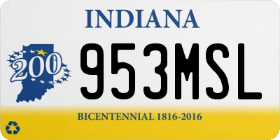 IN license plate 953MSL