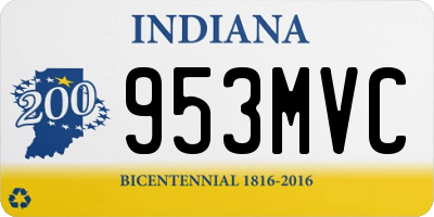IN license plate 953MVC