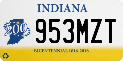 IN license plate 953MZT