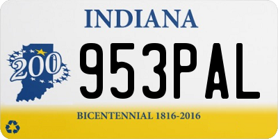 IN license plate 953PAL