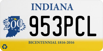 IN license plate 953PCL