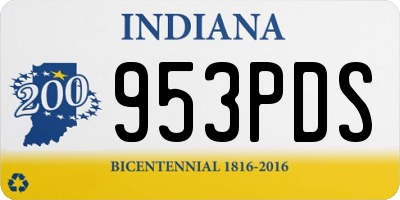IN license plate 953PDS