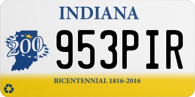 IN license plate 953PIR