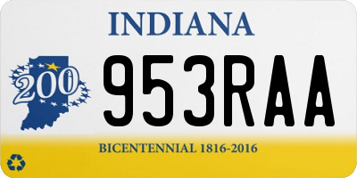 IN license plate 953RAA
