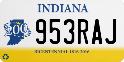 IN license plate 953RAJ