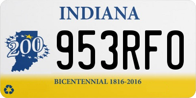 IN license plate 953RFO