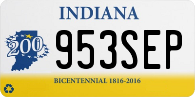 IN license plate 953SEP