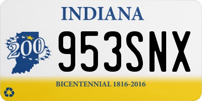 IN license plate 953SNX