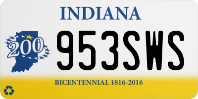 IN license plate 953SWS