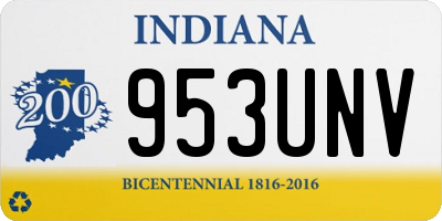IN license plate 953UNV