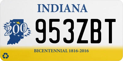 IN license plate 953ZBT