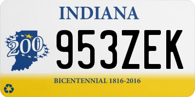 IN license plate 953ZEK
