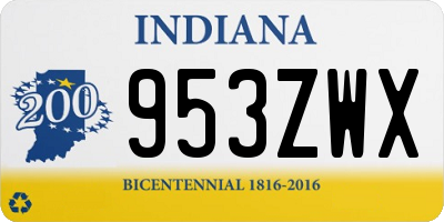 IN license plate 953ZWX